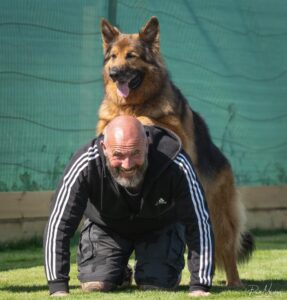 George on Martins back